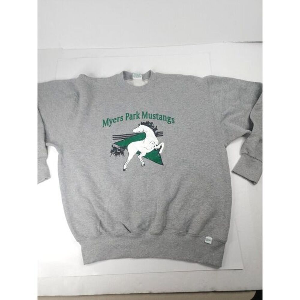 Vintage Gator Athletics Inc. Myers Park Mustangs Gray Pullover Sweater Mens M